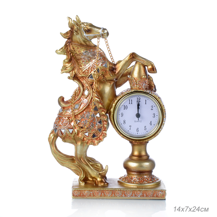 Часы Лошадь с блестками зеркалами поводья цепь золотистая цвет золотистый 24 см