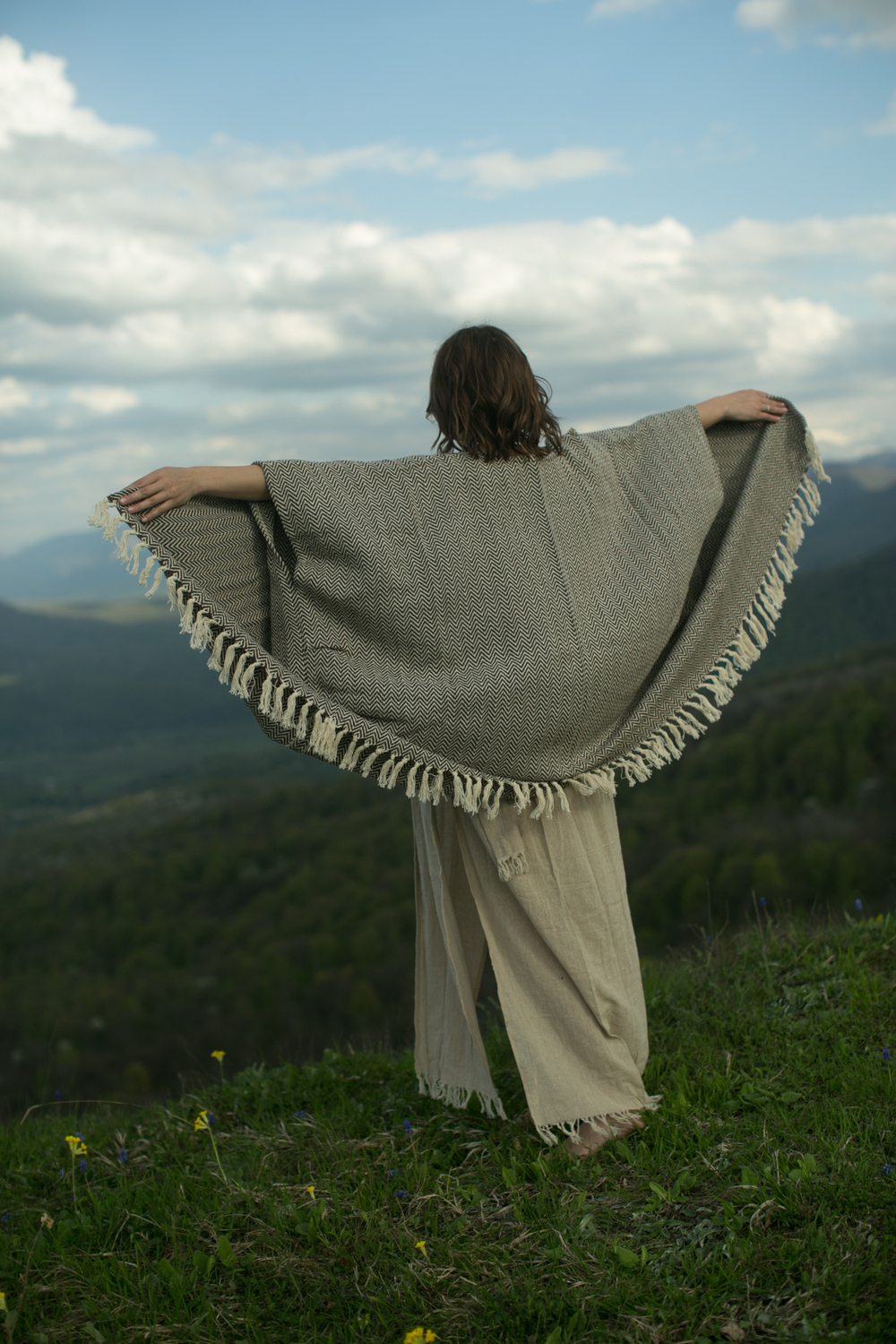 Бохо-накидка из фактурного хлопка (шоколад/волна)