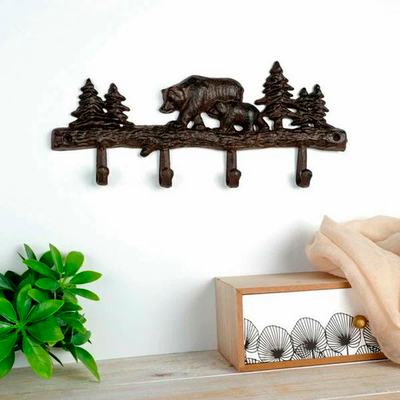Крючки декоративные металл "Медведь с медвежонком в лесу" 14,5х33х2,5 см 4145451