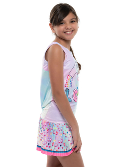 Футболка для девочки теннисная Lucky in Love Novelty Print Animoji Love Tie Back Tank Girls - разноцветный