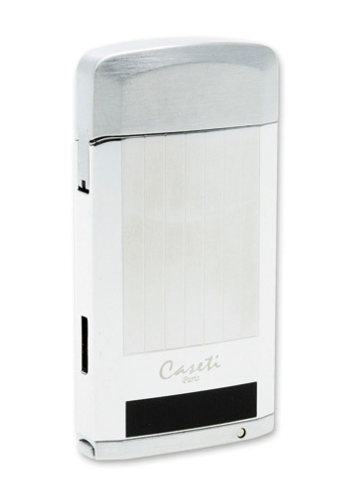 Отличная стильная брендовая французкая газовая зажигалка Caseti  черный лак серебро/ хром CA189(5)