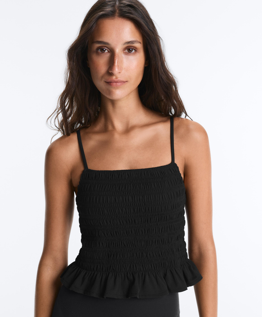 Oysho Топ Comfortlux со сборкой, черный