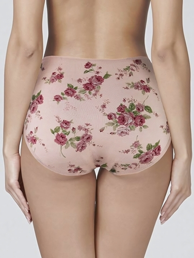 Высокие трусики Charming с розочками (Размер: XL) (Цвет: бежевый)