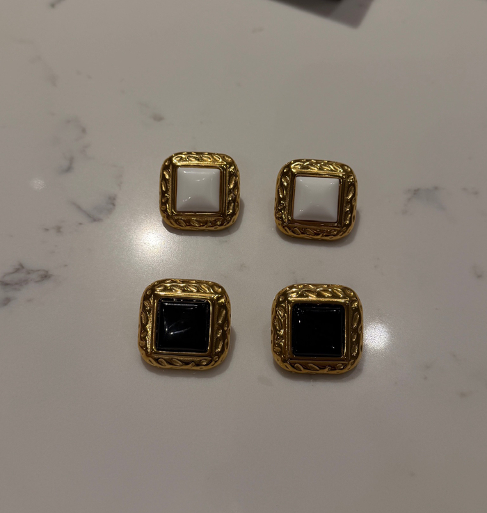 Серьги vintage black gold