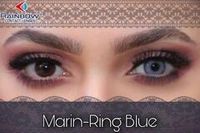 Серо - голубые  линзы для темных и светлых глаз на 3 мес. Rainbow Marine Ring Blue с окантовкой