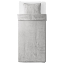 IKEA BERGPALM  (ИКЕА БЕРГПАЛМ)  -  Пододеяльник и наволочка, серый/полосатый, 150x200/50x60 см