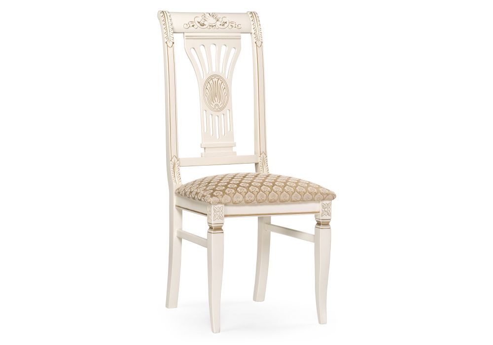 Деревянный стул Roy W/З молочный с патиной