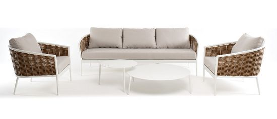 "Тоскана" лаунж-зона из искусственного ротанга, цвет соломенный