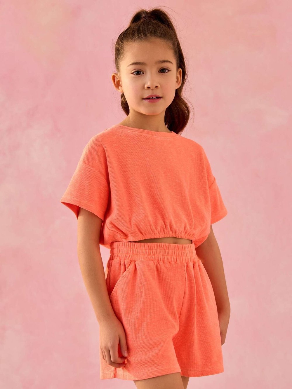 Футболка и шорты в комплекте для девочки Next AG5-732, Ярко-оранжевый