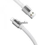 Кабель USB - 8 pin Borofone BU8, серебро металл штекер, 1,2м, плоский белый TPE