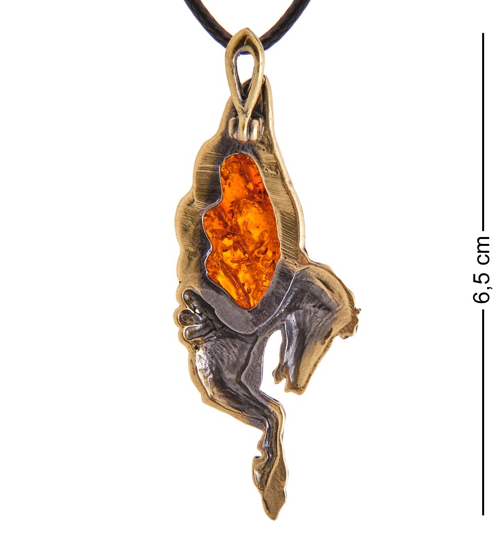 AM-3395 Подвеска «Пегас Греческий» (латунь, янтарь)