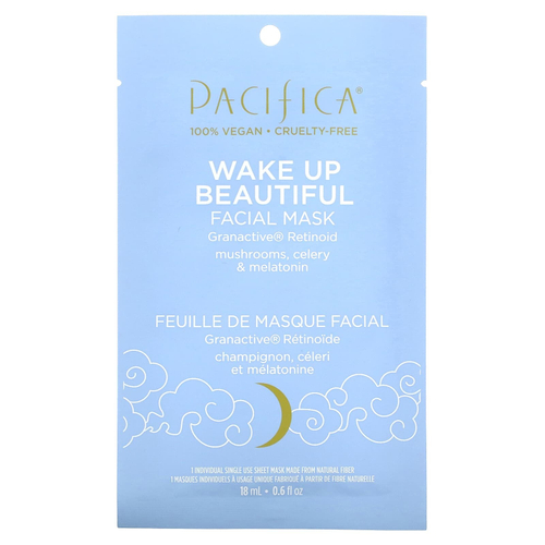 Pacifica, Wake Up Beautiful, косметическая маска для лица, гранактивный ретиноид, 1 листовая маска, 18 мл (0,6 жидк. унц.)