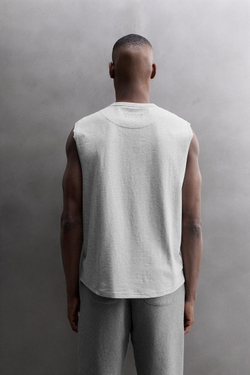 ZARA МАЙКА С ВЫШИВКОЙ, СЕРЫЙ МЕЛАНЖ