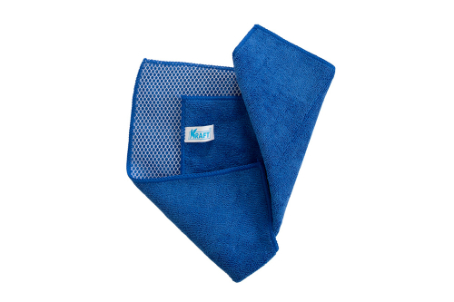 Салфетка микрофибра (35х40см) с сеткой скрапер Kraft