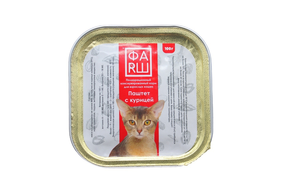 ФАRШ Консервированный корм для кошек, паштет с курицей, 100 г
