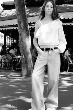 ZARA ДЖИНСЫ WIDE LEG СО ЗВЕЗДАМИ, СЕРЫЙ