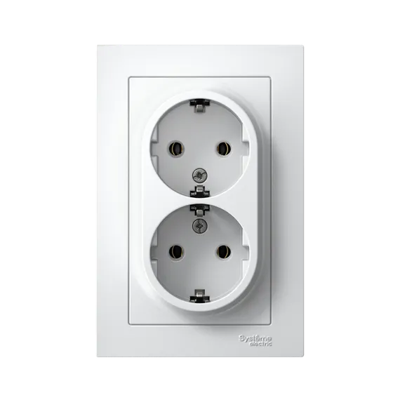 Розетка 2-м СП AtlasDesign 16А IP20 с заземл. в сборе бел. SE ATN000124