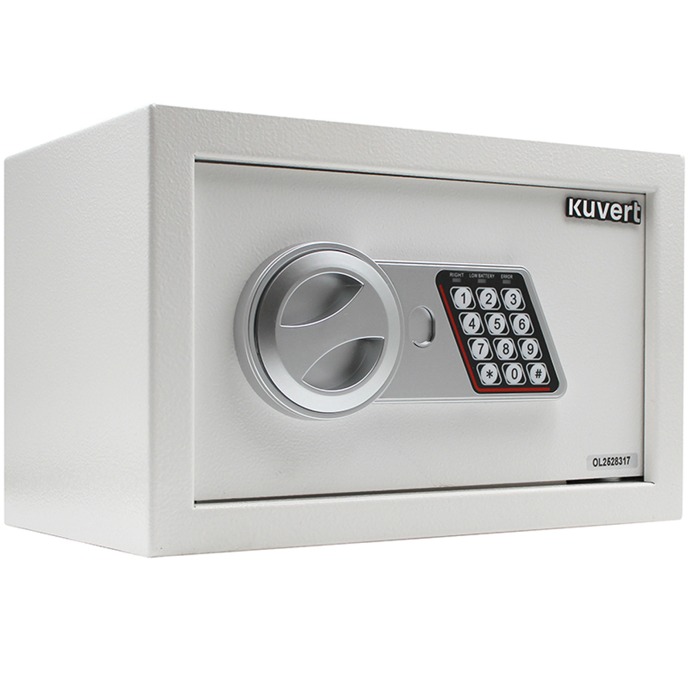 Сейф KUVERT "20ELB" электронный замок + ключ, 310х200х200 мм, 4 кг, белый