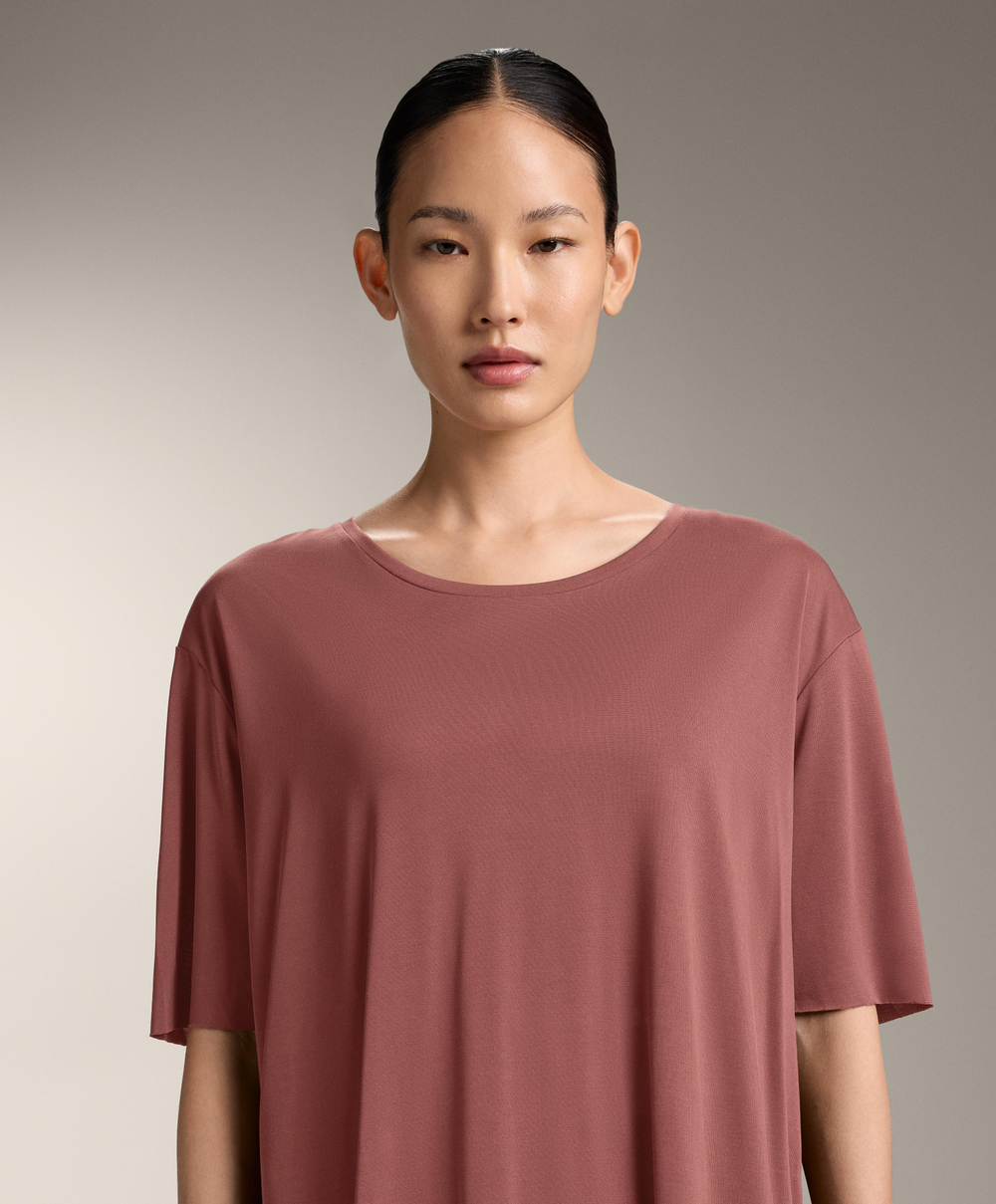 Oysho Футболка из модала с короткими рукавами, линялый махагон