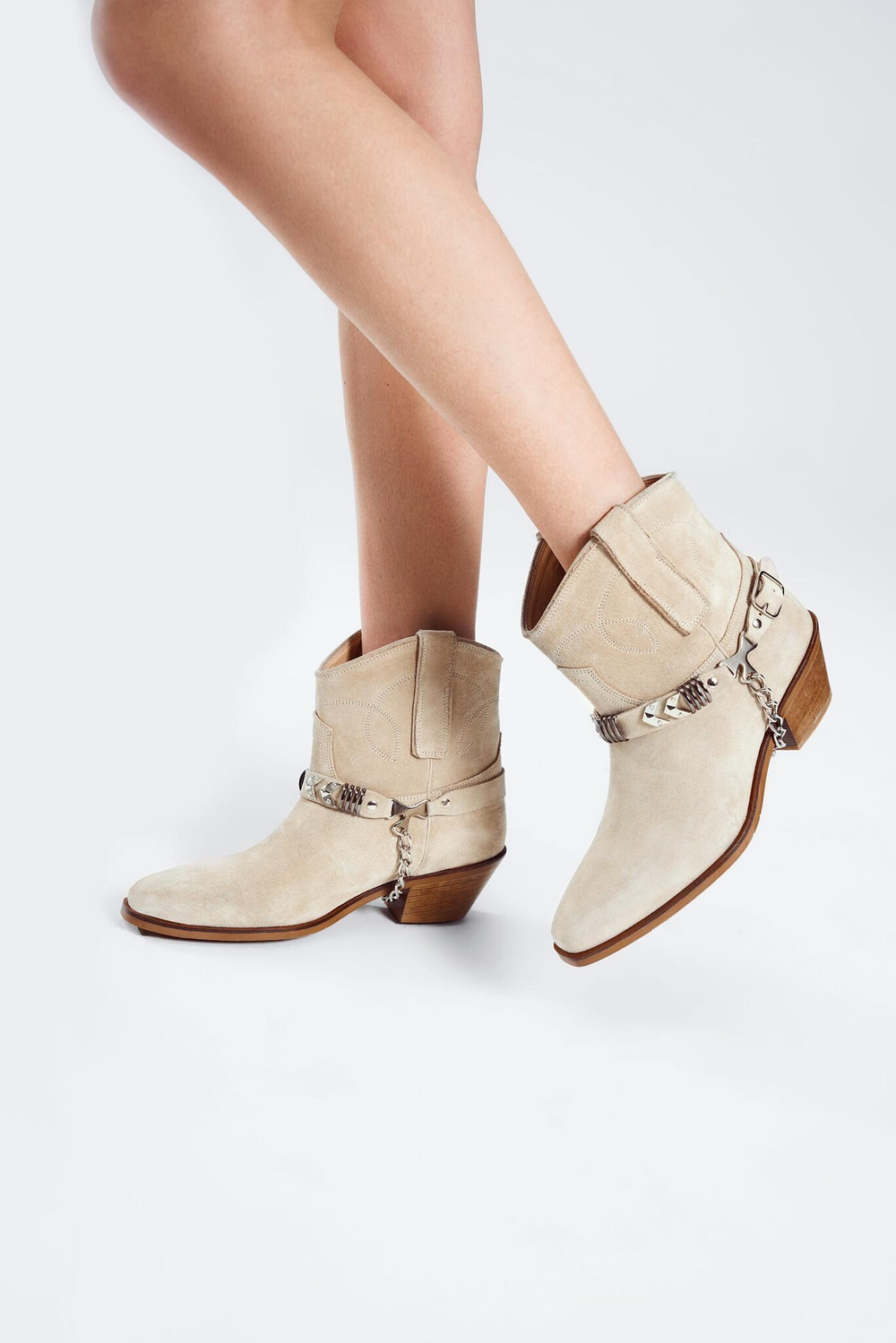 Казаки из натуральной замши со съемными ремешками WESTERN