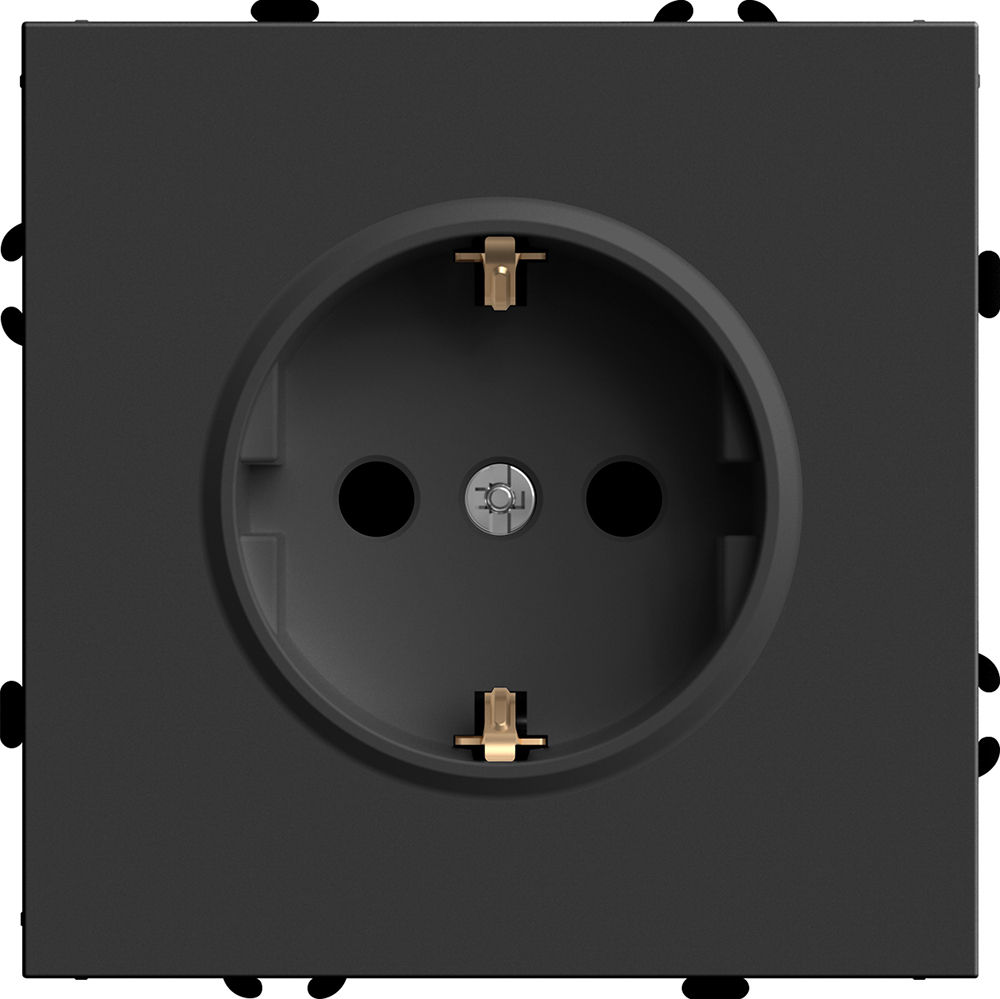 Розетка 1-местная с защитной шторкой с/з (механизм), STEKKER, 250В, 16А, серия Эмили, RST16-5110-05, черный уголь, soft touch 49854