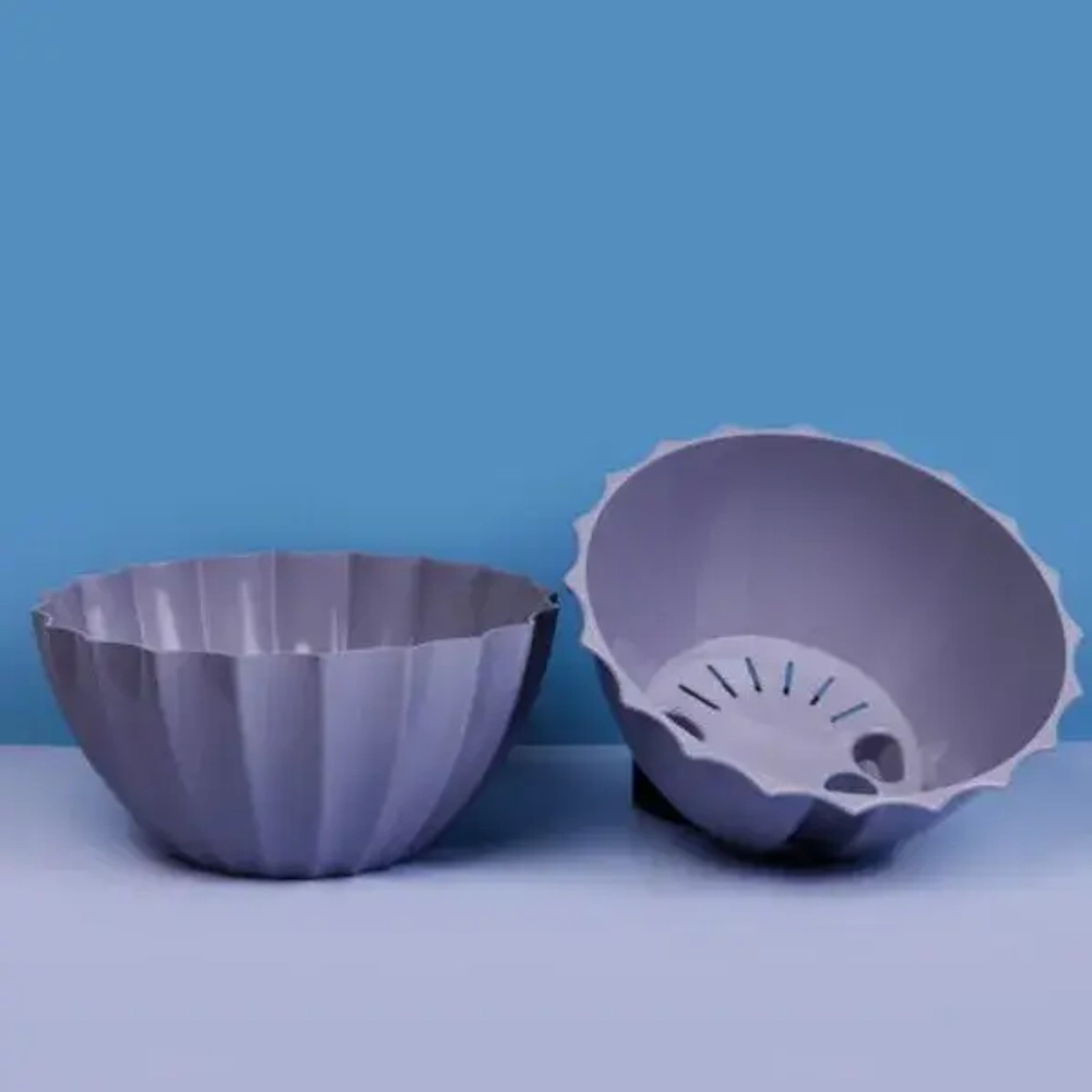 Кашпо для цветов пластиковое 3,4л d-25см «Ракушка» серый шёлк