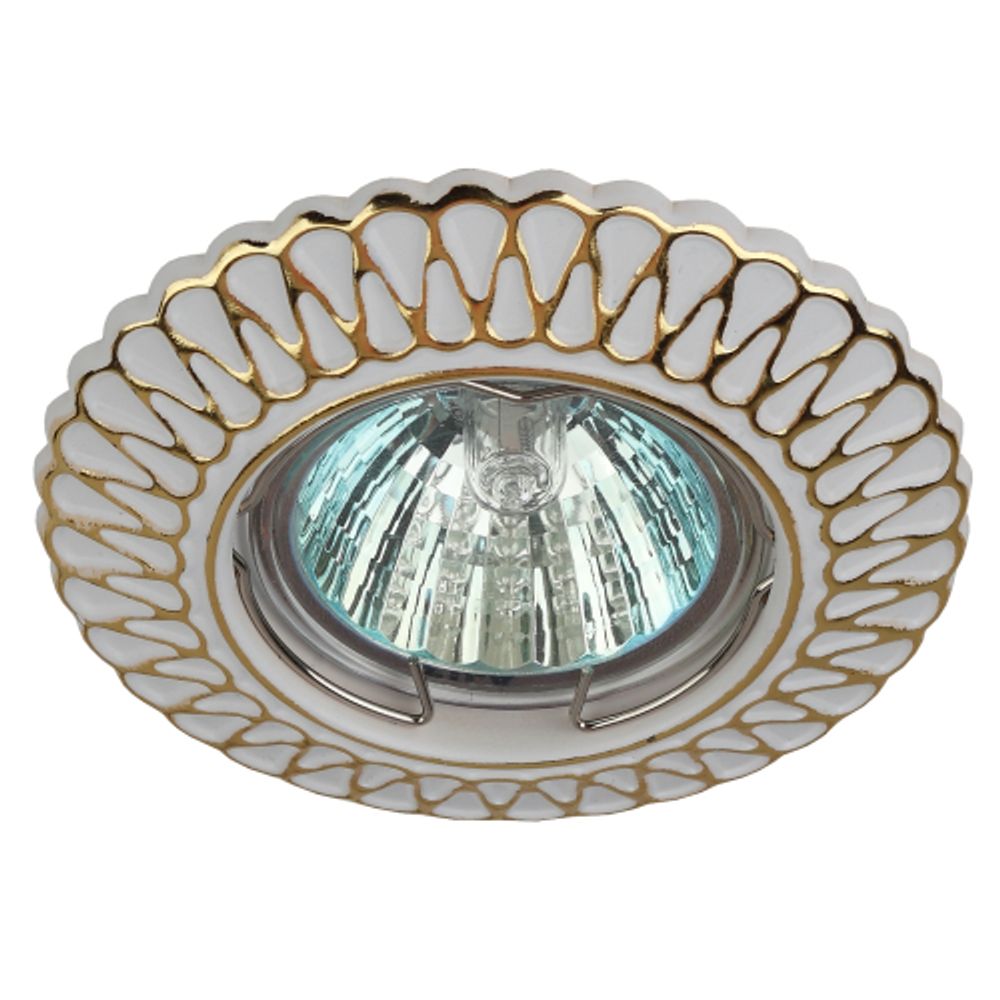ST4 GD/WH Светильник ЭРА штампованный MR16,12V/220V, 50W белый/золото | Штампованные встраиваемые светильники
