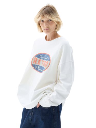 Белый хлопковый лонгслив RETRO