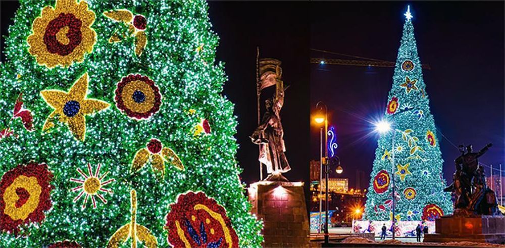 Ель "Уральская" СВЕТОДИНАМИЧЕСКАЯ  с встроенным Теплым освещением 10 м