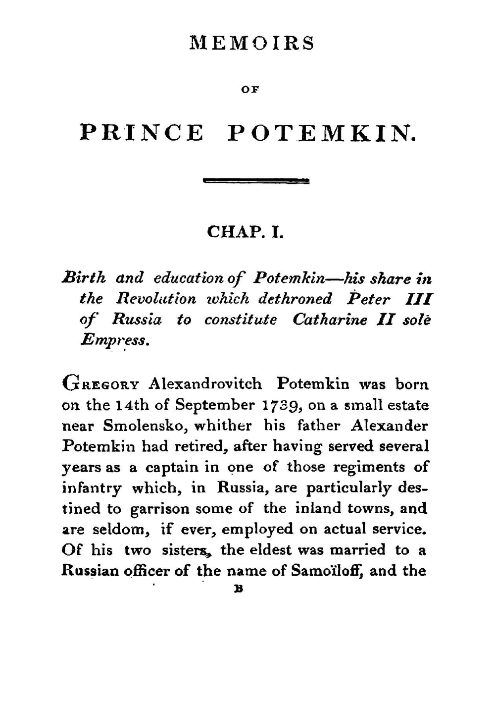 Memoirs of prince Potemkin | G.A. Potemkin