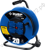 ЗУБР КГ-315 КГ 3х1.5 20м 3700Вт IP44, Силовой удлинитель на стальной катушке (55080-20)