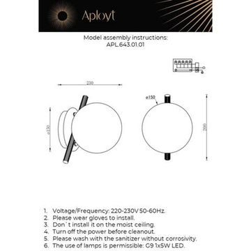 Бра 1*G9 APL.643.01.01 золото Penelopa Aployt