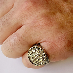 Мусульманское кольцо "Аллах" под бронзу с чернением. Размер 20.