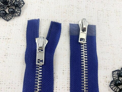 Молния металл Т8, L 85 см, 2 бегунка, синий/никель