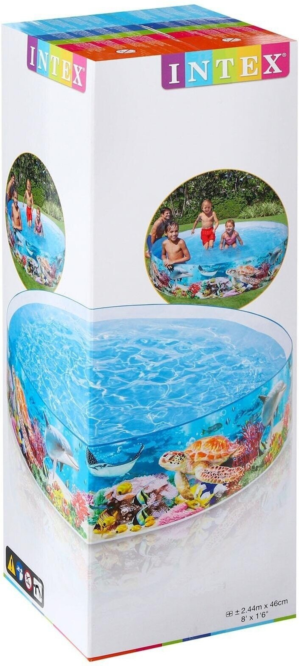 Бассейн каркасный Intex 58472 Snapset 244х38 см / Круглый сборный бассейн Пляжные друзья Интекс жесткий для дачи