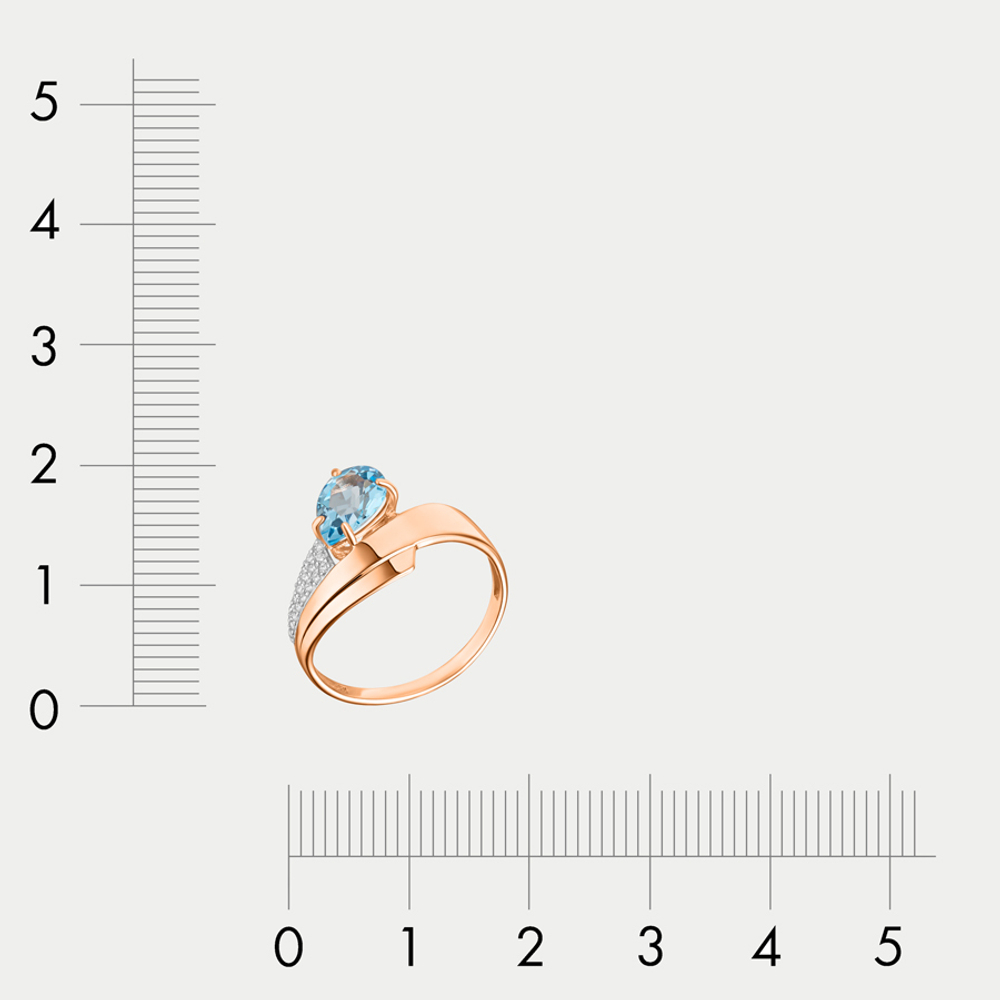 Кольцо для женщин с фианитами и топазом из розового золота 585 пробы (арт. 73210200-Тп)