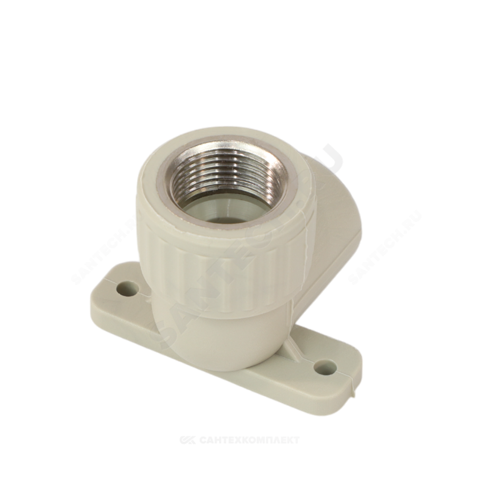 Угольник PP-R комбинированный серый Дн 20х3/4" ВР с креплением VALFEX 10120225Г