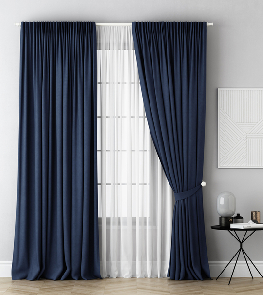 Комплект для спальни шторы и покрывало: КАСПИАН (арт. BL10-220-06)  - синий