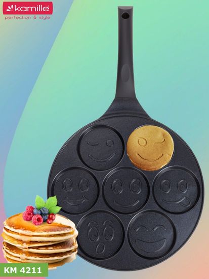 Сковорода для оладий 26 см. Kamille КМ 4211 индукция смайлики