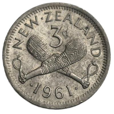 Монета 3 пенса 1961 год Новая Зеландия