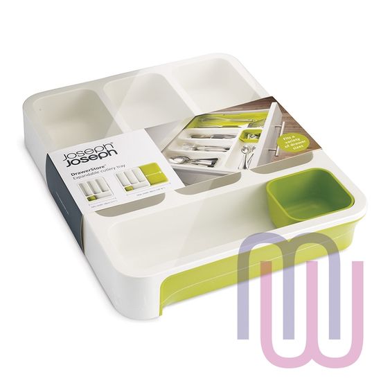 Органайзер для столовых приборов DrawerStore™ раздвижной белый-зеленый