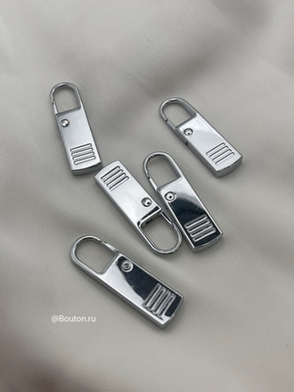 Пуллер для молнии, серебристый металлический, 3,65 см × 1,5 см