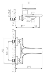 Смеситель ESKO "Baku" для ванны, короткий излив, без акс., арт. BK54