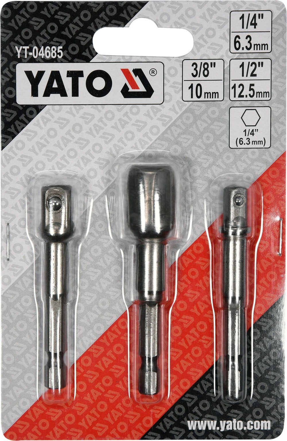 Переходники для шуруповерта под головки 1/4'', 3/''''и 1/2''(3шт.) ''Yato'',YT-04685 Yato YT-04685