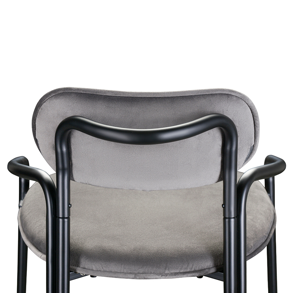 Стул барный Ror, round, велюр, черный/серый