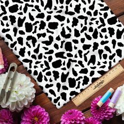 Ткань сатин белый гепардный принт