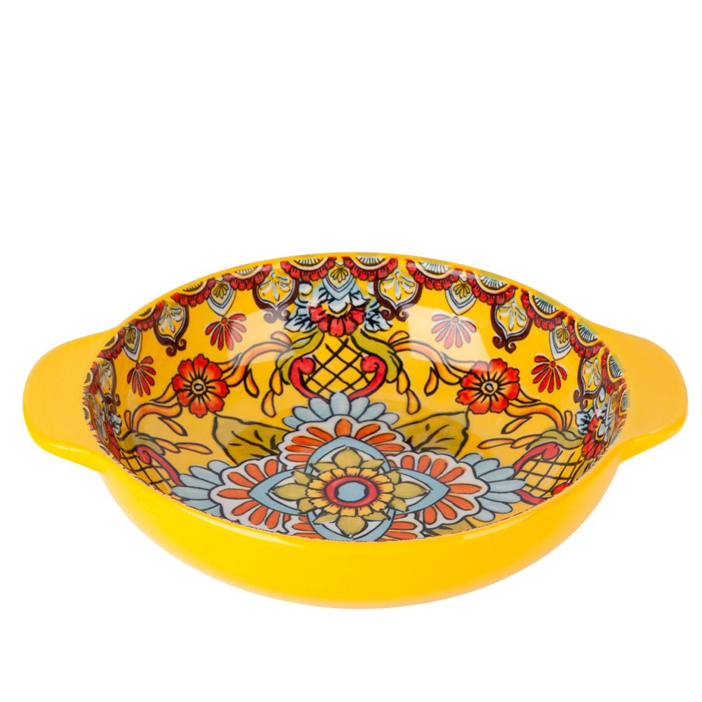 Салатник с ручками "Arabesque" (желтый) 24,5*20,5*6см. (min6) (транспортная упаковка)