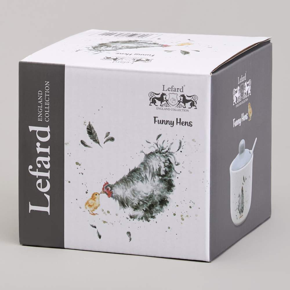 Сахарница 300мл с ложкой "Funny hens"