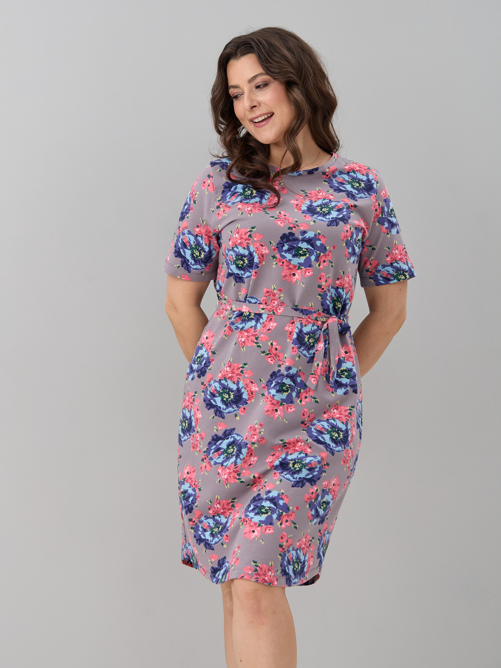 Платье Пкл-137/серый-голубойпион