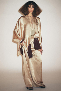 ZARA АТЛАСНАЯ РУБАШКА-НАКИДКА — ZW COLLECTION, ЗОЛОТИСТЫЙ